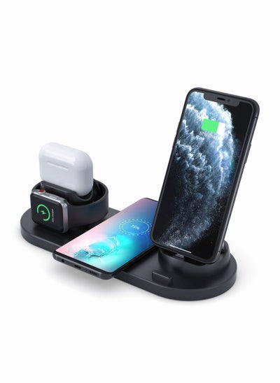 اشتري 6 in 1 Wireless Charger for Watch/AirPods Pro/iPhone 13/12/11/11pro/11pro Max/X/XS/XR Samsung S20/S10 Charging Dock Station for Other Qi Phones في السعودية