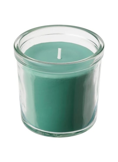 Buy Scented candle in glass, Fresh grass/light green, 20 hr in Saudi Arabia