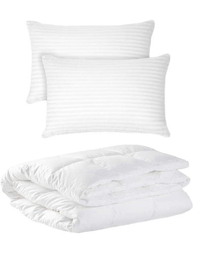 اشتري Double Size Premium Quality Duvet Insert Cotton White 240 X 260Cm With 2 Pieces Pillow في الامارات