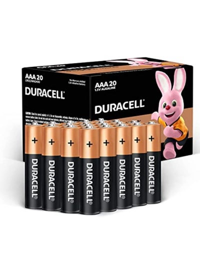 Buy Duracell AAA 1.5V Alkaline LR03 Batteries Pack of 20 PCS in UAE