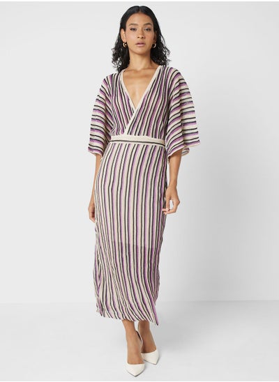 اشتري Surplice Neck Striped Dress في الامارات