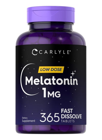 اشتري Carlyle Melatonin 1 mg | 365 Fast Dissolve Tablets | Low Dose | Vegetarian, Non-GMO, Gluten Free في الامارات