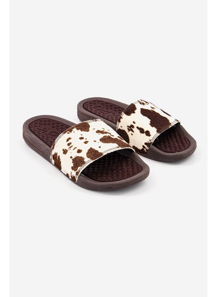 Buy Women Iconic Slide Slippers, Brown in Saudi Arabia