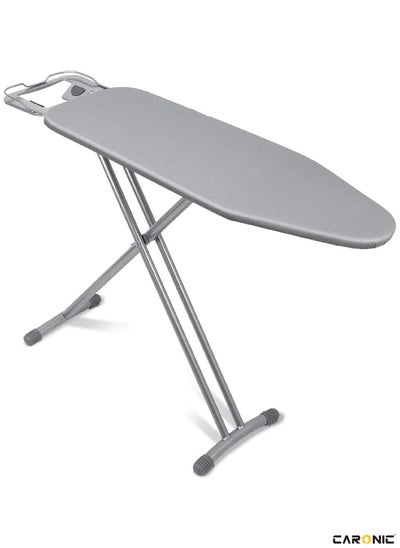 Buy Ironing Board Foldable Lightweight Adjustable Height Safety Lock Buckle Anti-Slip Screw 110x33 cm Silver in UAE