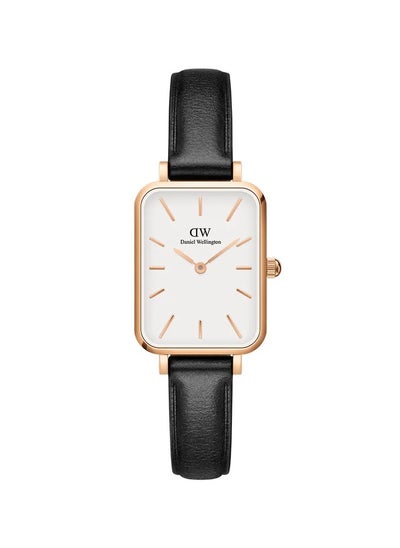 Buy Daniel Wellington Quadro Pressed Sheffield White Watches for Women with Black Italian Leather Strap 20*26mm in Saudi Arabia