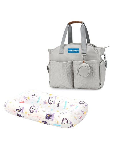 اشتري Star Babies Combo Pack - Diaper Portable bag with Pacifier bag large capacity with Changing pad - Khaki/Zebra Printed في الامارات