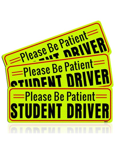 HEY-OKEY Elderly Driver Car Magnet – Reflective Safety Sign, 10x3.5 Inch, Yellow/Black, Removable