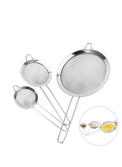 Buy 3-Piece Stainless Steel Strainer Set Silver in Saudi Arabia