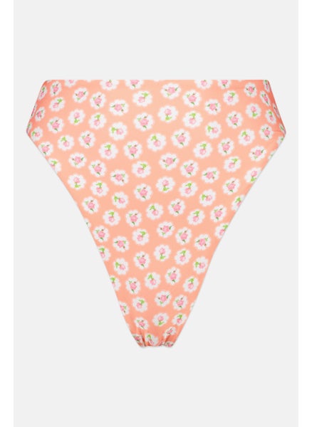 Buy Women Floral Print Bikini Bottom, Peach Combo in UAE