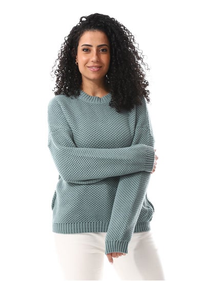 Buy Birdseye Knitted Pattern Slip On Pullover_ Slate Blue in Egypt