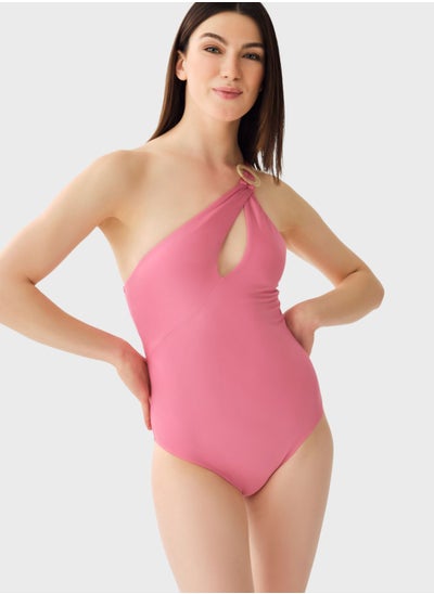 Buy One Shoulder Ring Detail Swimsuit in UAE