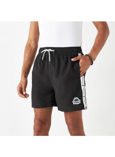 Buy Kappa Logo Detail Swim Shorts with Drawstring Closure and Pockets in UAE