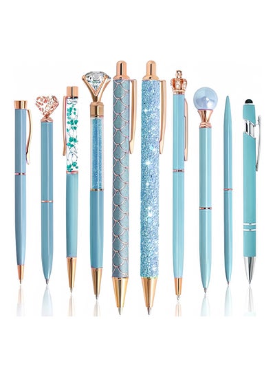 Buy 10 Pcs Ballpoint Pens Set Party Favors for Kids Blue Gifts Blue Pens for Women Girls Office Supplies School Supplies Black Ink Metal Crystal Diamond Pens in Saudi Arabia