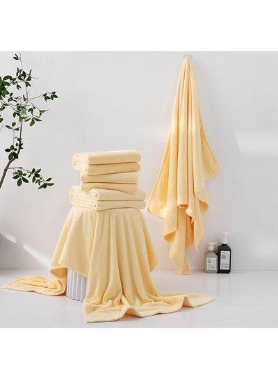 Buy Modern Towel, Made Of Coral Fleece Material, Lightweight Size 90 Cm X 180 Cm, X-Large, Yellow in Saudi Arabia
