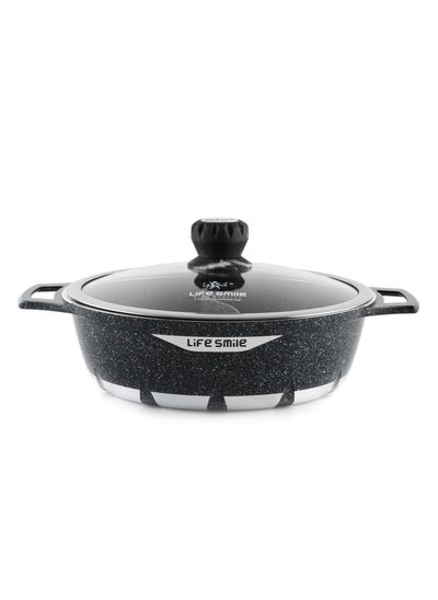 Buy Shabu Shabu Pot with Lid Non Stick Granite Coating Shabu Shabu Hot Pot with Divider - 32 CM in UAE