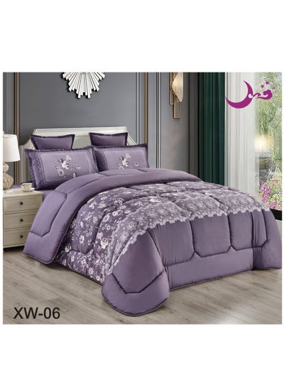 Buy Comforter Set a Royal Soft and Comfortable Bedspread 6 pieces Two Sheets Two Sides One Floral Face and one Plain face in Saudi Arabia
