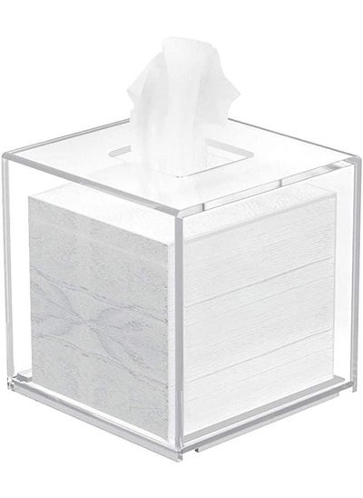 Buy LAMSIT IBDAA - Acrylic Tissue Box | Holder Case Storage Case | Mirror Box | Napkin Holder Organizer (Square (14x14x14 cm), Clear) in UAE