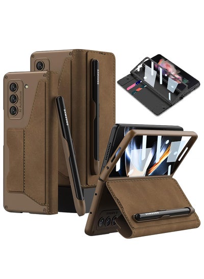 Buy Flip Cover Compatible with Samsung Galaxy Z Fold 5 with Detachable S Pen Holder, Card Slot, And Hard Shell Scratch-Resistant Screen Protector Frame 7.6-Inch Full Body Protective Wallet Case in Saudi Arabia