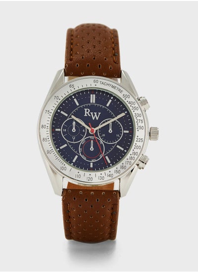 Buy Sporty Dresswatch With Perforated Strap in UAE