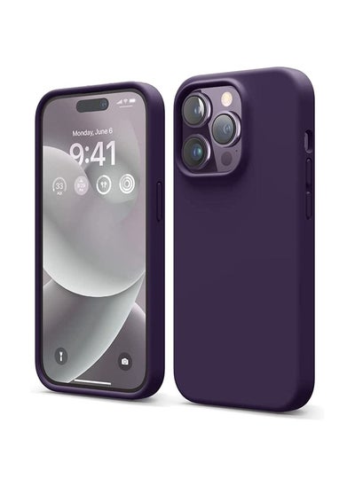 Buy Compatible with iPhone 14 Pro Case, Liquid Silicone Case, Full Body Protective Cover, Shockproof, Slim Phone Case, Anti-Scratch Soft Microfiber Lining, 6.1 inch (Deep Purple) in UAE