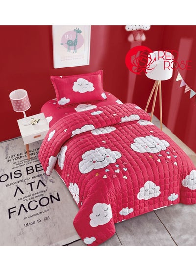 Buy Comforter set with children's drawings, 3 pieces, compressed quilt, size 160*220cm in Saudi Arabia