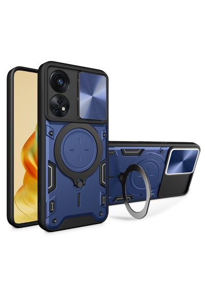 Buy SHIELD EGYPT For Oppo Reno 8T 4G Armored Camera Shield Cover Camera Lend Protection, Built-in 360° (Blue) in Egypt