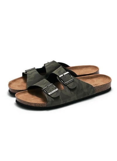 اشتري Casual Buckle Sandals Men's Beach Shoes Women's Cork Slippers Camouflage في السعودية