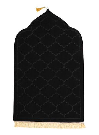 Buy Embossed Prayer Mat Anti-Slip Velvet Top Islamic Prayer Mat Dome Style Thick Padded Sajadah Prayer Rug for Men Women Eid Gift Ramadan Black 70x110 cm in UAE