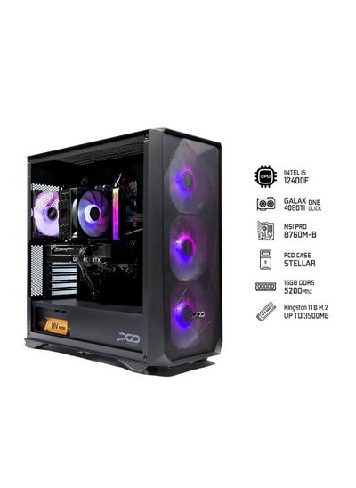 Buy STELLAR Gaming PC High Performance with Intel Core i5-12400F Processor/16GB RAM/1TB SSD/8GB NVIDIA GeForce RTX 4060TI Graphics Card/Windows 11 Pro/Black in Saudi Arabia