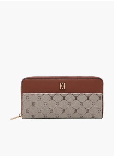 Buy Monogram Print Zip-Around Wallet in Saudi Arabia