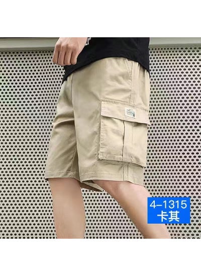 اشتري Unisex Black Khaki Cargo Shorts Loose Summer Tooling pants (khaki) في الامارات