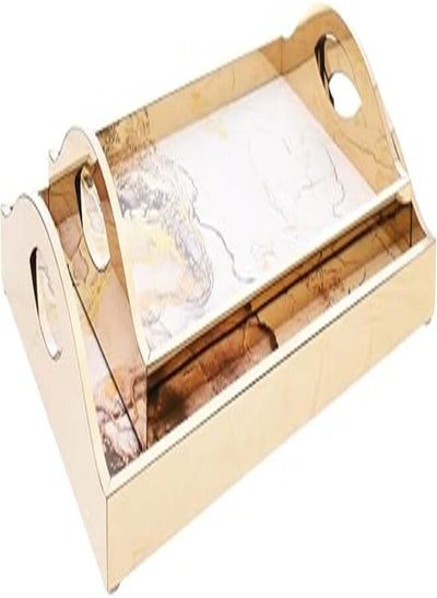 Buy Oxford Wood Shapes Tray 2-Pieces Set, Gold in Egypt