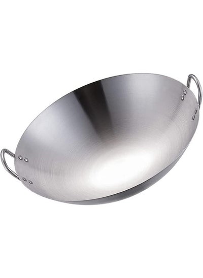 اشتري Stainless Steel Wok Pan Stir Fry Pan Deep Frying Wok Nonstick Frying Skillet with Double Handles Flat Bottom Wok Chinese Cooking Wok 34cm/13.38 inch في الامارات