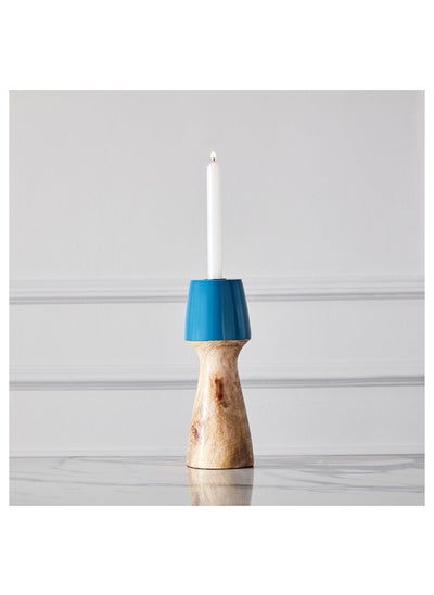 Buy Splendid Wooden Painted Candleholder 9.5 x 25.5 x 9.5 cm in Saudi Arabia