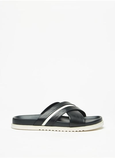 اشتري Men Textured Slip-On Cross Strap Sandals في السعودية