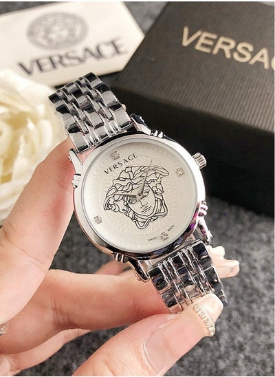 اشتري Versace Women's Classic Fashion Versatile Cubic Zirconia Quartz Watch with 925 Silver Stainless Steel Strap 32mm في الامارات