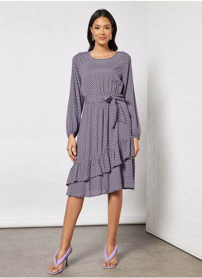 اشتري Ruffle Detail Self-Tie Dress في الامارات