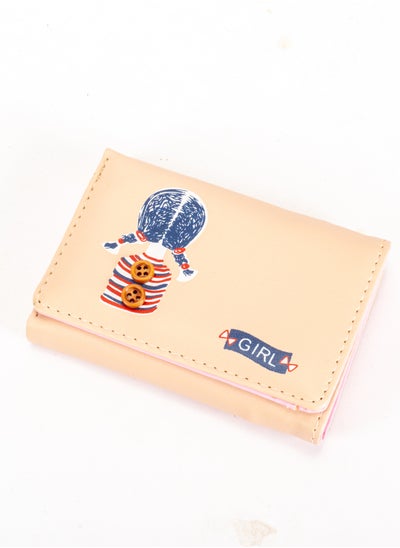 Buy Leather Flip Wallet & Card Holder with 9 Pockets and Zipped Pocket Girl Blush Pink in Egypt