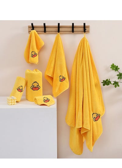 Buy Coral Fleece Towel Set New Style Hemmed Little Yellow Duck Square Towel Three-piece Set Thickened Adult Face Wash Towel Combination Set in Saudi Arabia