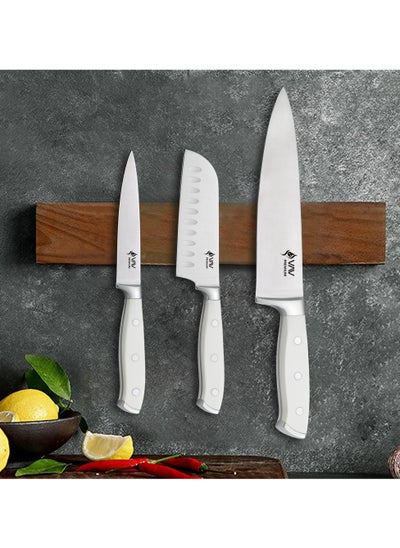 Buy V A V PREMIUM 3-Piece Knives Set. Set includes: 8-inch Chef, 5-inch Santoku & Utility Knives. Comfortable White Handle and Professional Stainless Steel with Long-Lasting Sharpness. in UAE