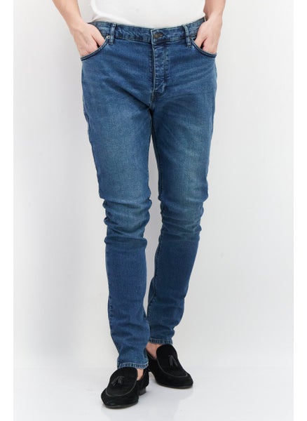 Buy Men Long Fit Washed Denim Jean, Blue in UAE