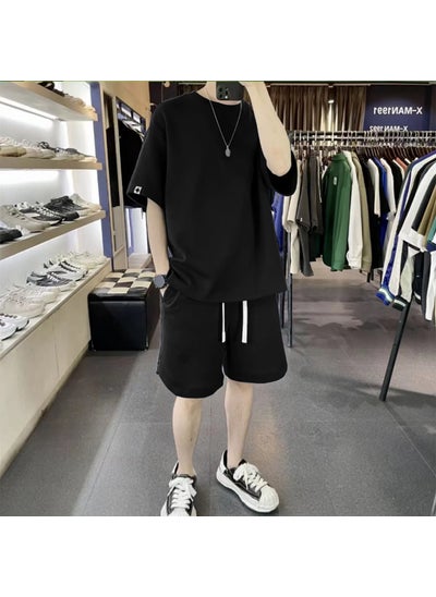 اشتري 1 x 5 pcs 2024 Mens Waffle Summer Casual Set Black في السعودية