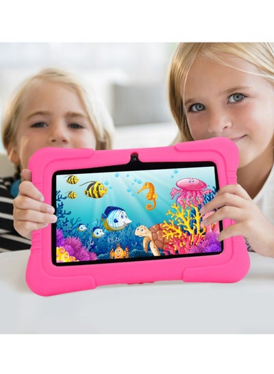 Buy 7-Inch Android Kids Tablet PC for Study Education, 1G RAM 16G ROM WiFi 1024*600 Children Tablets with Silicone Tablet Case (Pink) in Saudi Arabia