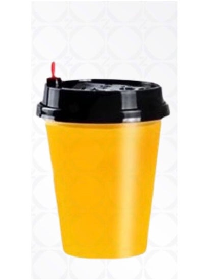 Buy A Set Of Disposable Plastic Cups With A Lid, Consisting Of 50 Pieces, With A Capacity Of 12OZ in Saudi Arabia