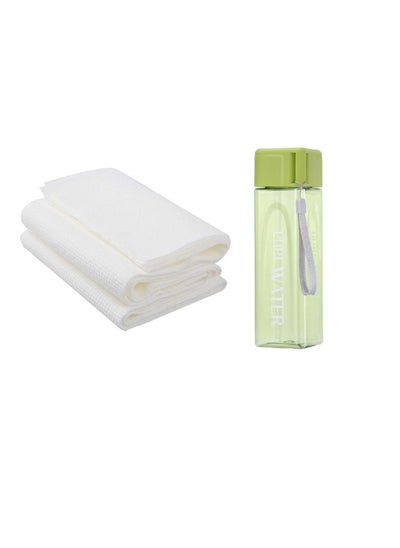 اشتري Back To School Combo Pack Water Bottle 500Ml With Disposable Towel Pack Of 3 Green في الامارات