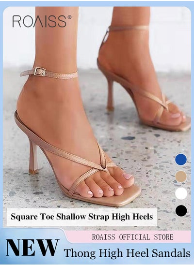 Buy Women Square Toe Slingback High Heels Ankle Strap Design to Enhance Ankle Appearance Stable and Easy Wear Toe Clip High Heels for Women Sleek and Elegant Stiletto Heel Perfect for Evening Events in UAE