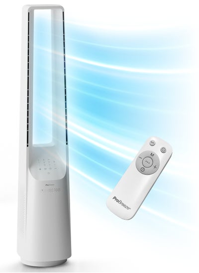 Buy Pro Breeze 40 inch Bladeless Tower Fan with DC Motor - Ultra Quiet Fan with Remote Control, LED Display, 6 Fan Speeds, 5 Operation Modes, 60° Automatic Oscillation & 7H Timer in UAE