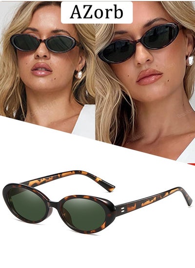 Buy Oval Sunglasses Women Cat Eye Retro Sun Glassess Men Women Fashion Sunglass Small Lens Eyewear Aesthetic Design Ladies Eye Glasses for UV400 Protection Shades Green in Saudi Arabia