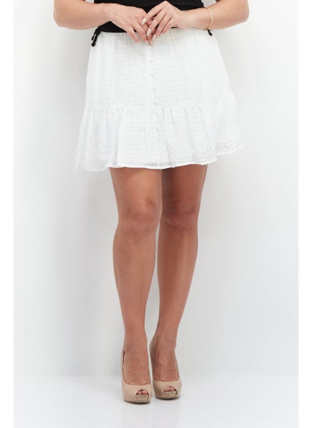 اشتري Women Ruffle Mini Skirt, White في الامارات