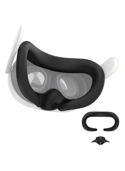 Buy VR Silicone Face Pad Cover and Anti-Leakage Nose Pad for Quest 3 Headset Accessories, VR Face Cushion Pad Light Blocker (Black) in Saudi Arabia